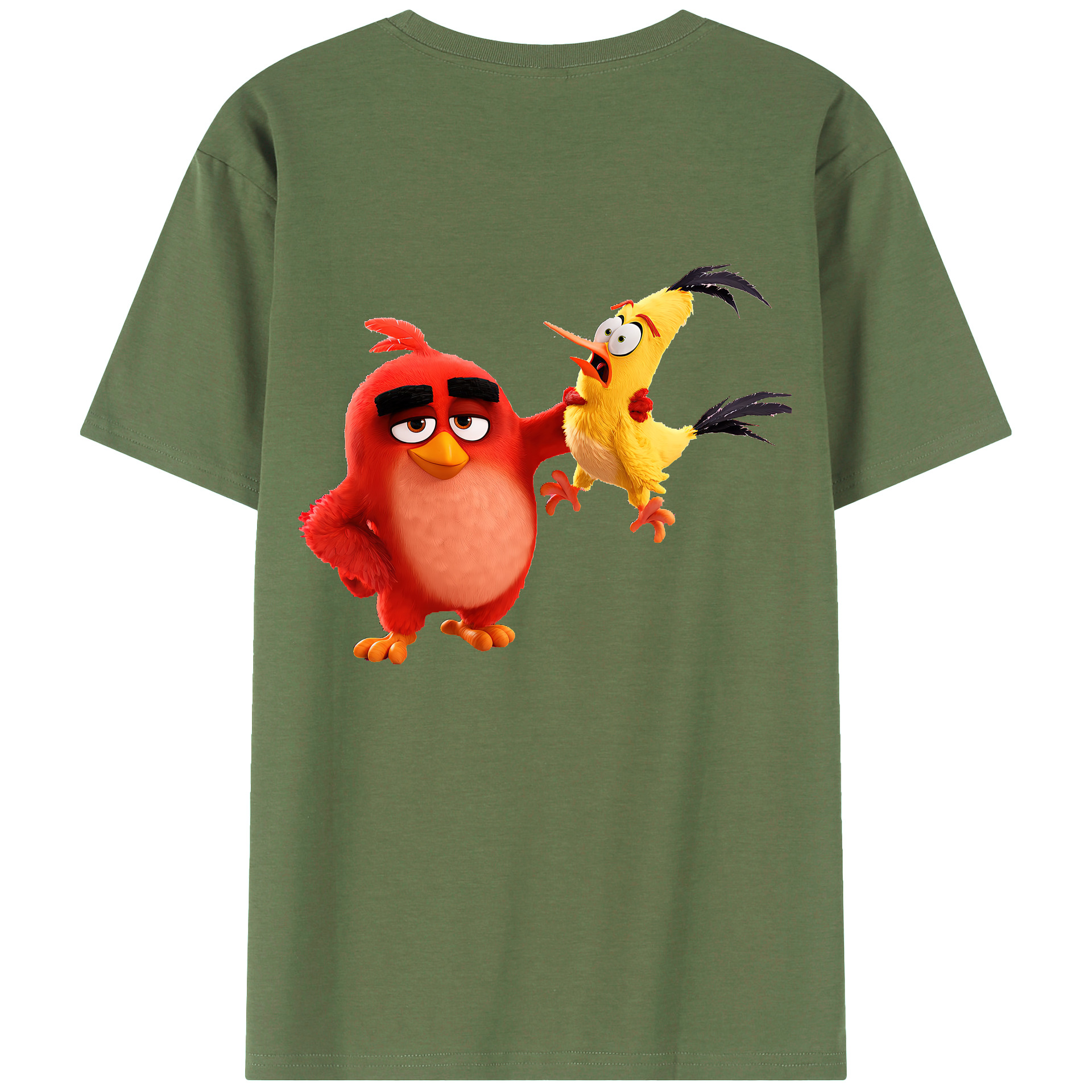 （画像用） Angry Birds アングリーバード 綿100％ メンズ半袖Tシャツ（バックプリント） 通気性
